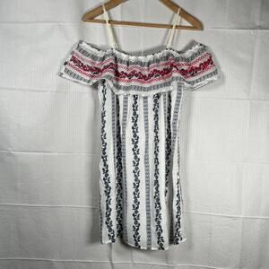 🔵 CHARLOTTE RUSSE Women`s Size Small White Floral Casual Dress